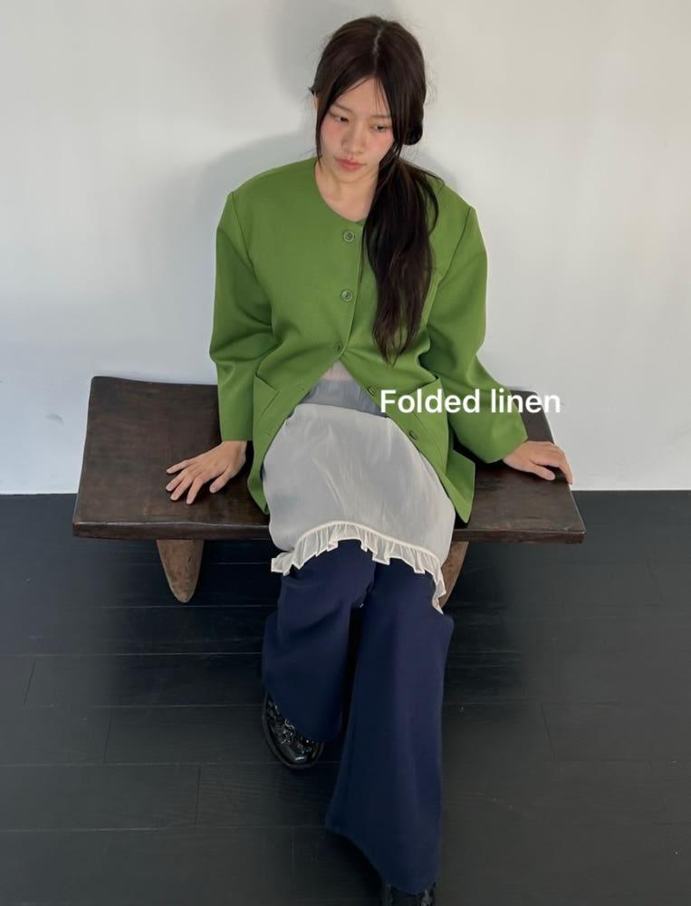 (당일)Basket 바스켓 베네핏 자켓 노카라 오버핏 하프 자켓(2color)