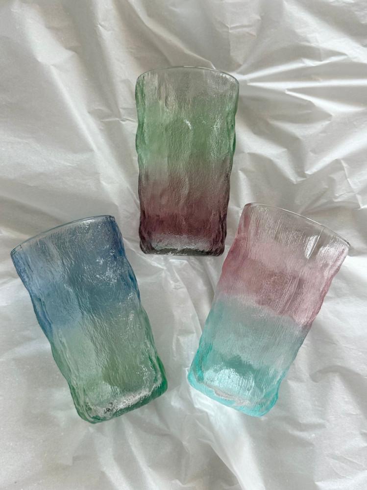 Summer  Glass 투톤 그라데이션 핑크 블루 홈카페 유리컵 아이스커피잔