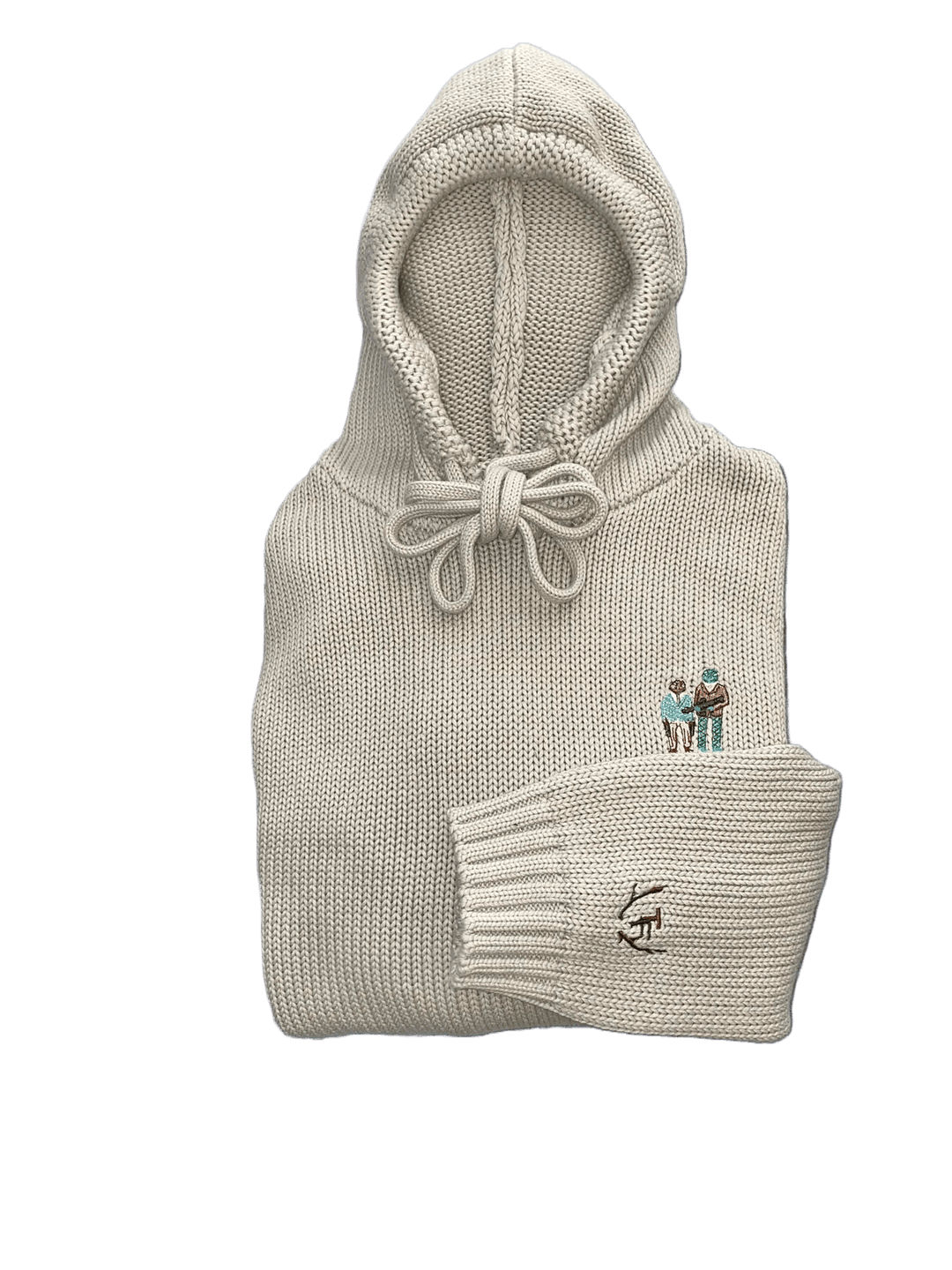 Grey Knit Frog Hoodie - S