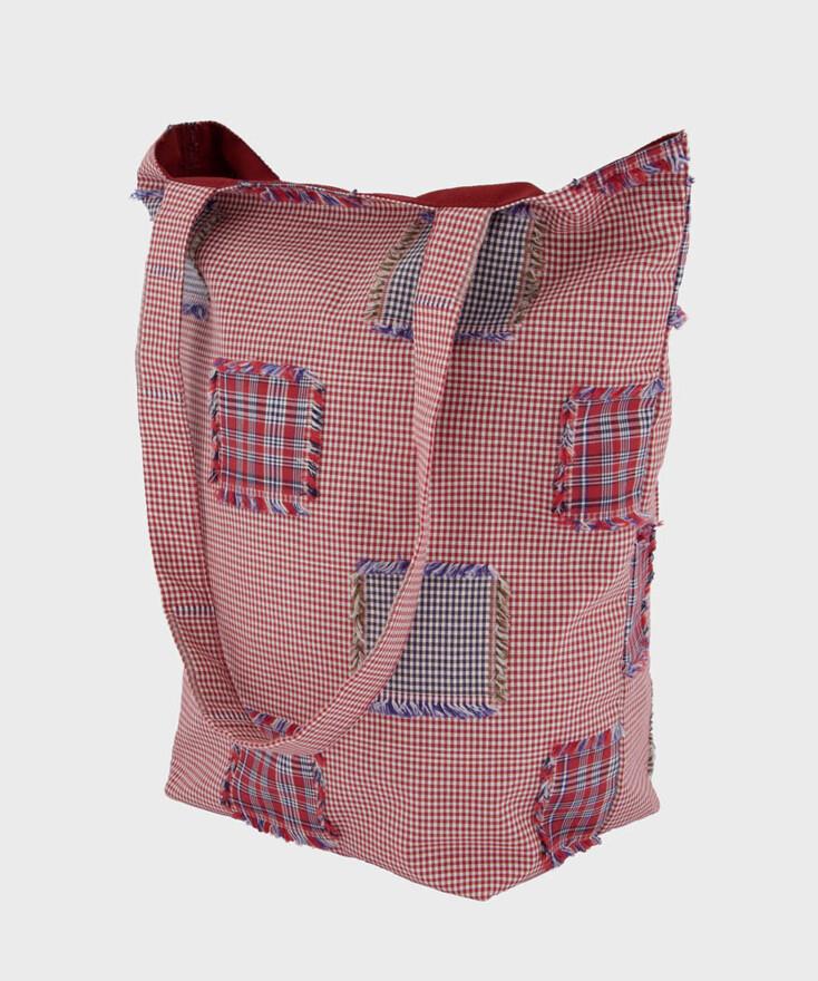 체크 패치워크 가방 (레드)