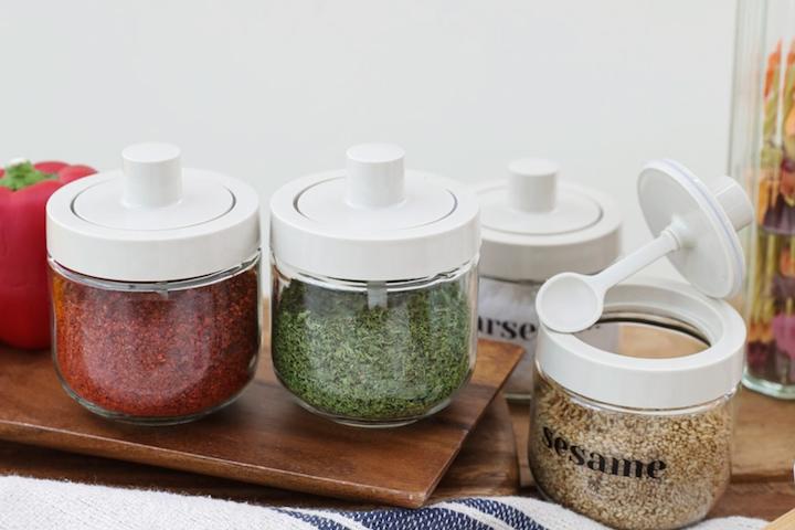 클레로 조미료통 설탕 소금 유리 밀폐 양념통 스푼형  3개 세트