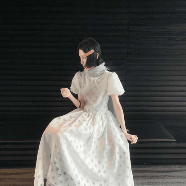 MONARTW White Embroidered Bubble Dot Dress