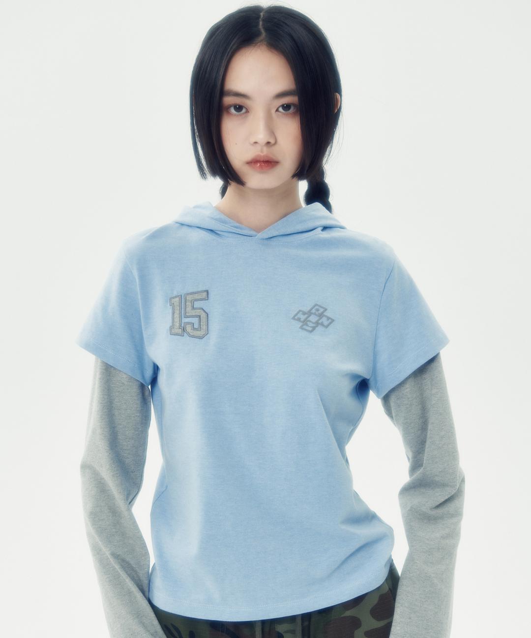 LAYERED SLEEVE HOOD TEE [SKY BLUE] *9/25 예약발송*