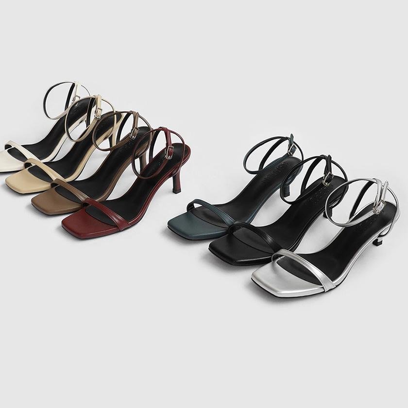 데미아 스퀘어 스트랩 샌들힐 (5 / 7cm)