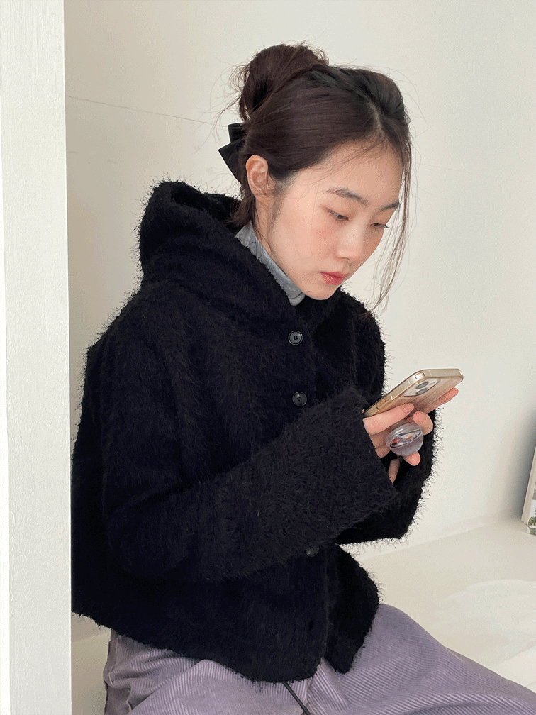 김아홉 [9hope] black bobble cardigan
