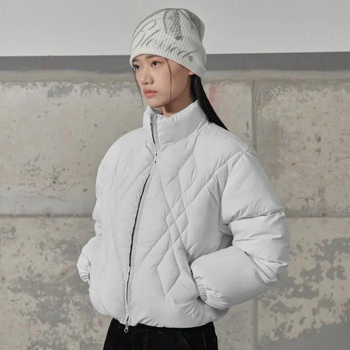 W. 아가일 체크 퀼팅 크롭 패딩 점퍼 [IVORY]_SEWJP001IVORY