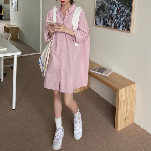 모노 컬러 미니 셔츠원피스