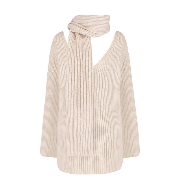 Almond V-neck knit