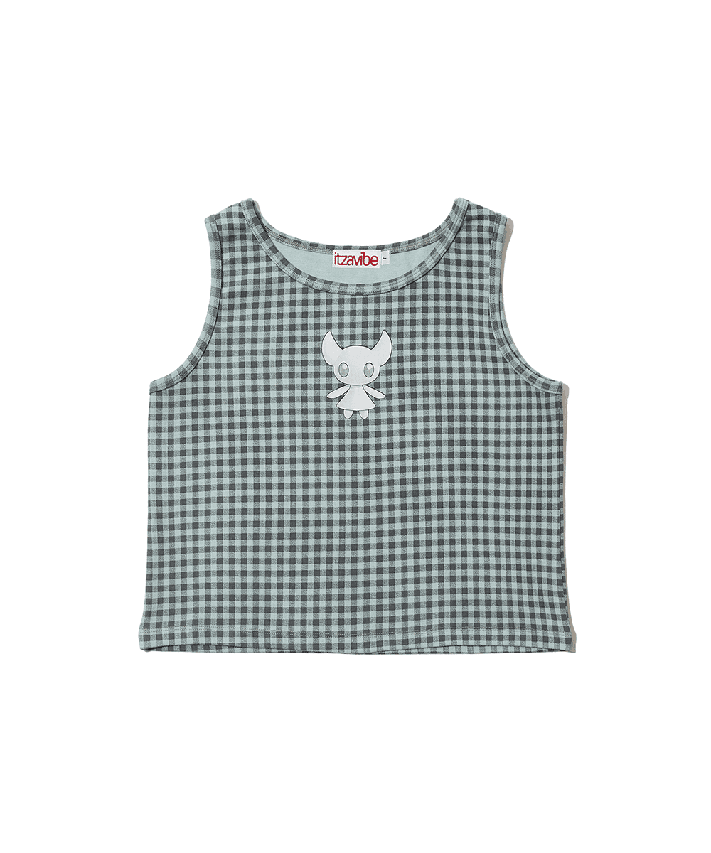 CAT MONSTER CHECK SLEEVELESS
