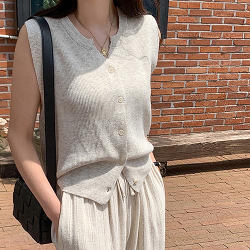 [나시/여름니트] 퍼스트 뱀부 버튼 니트 베스트