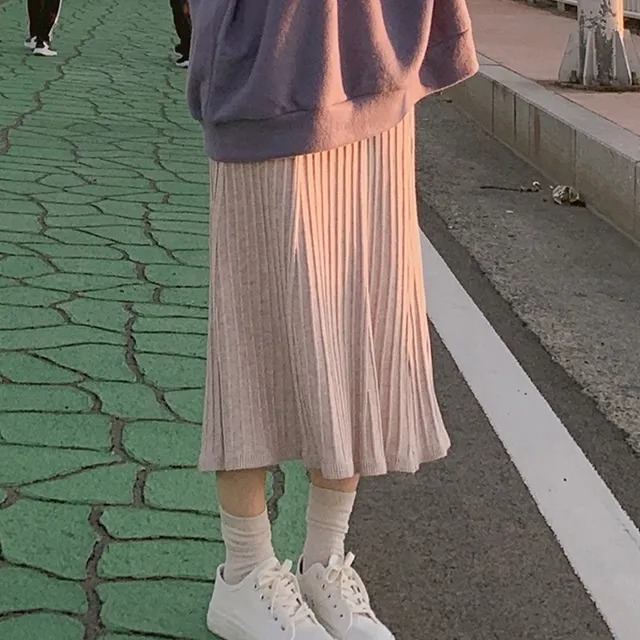 [당일발송/원조핏👍🏻몸매커버/슬림해보여] 골지 플레어 베이직 롱 스커트