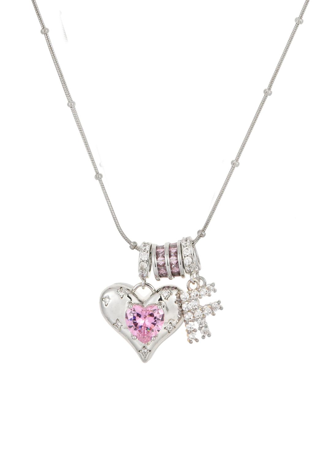Foufou Heart Alphabets Necklace - Silver
