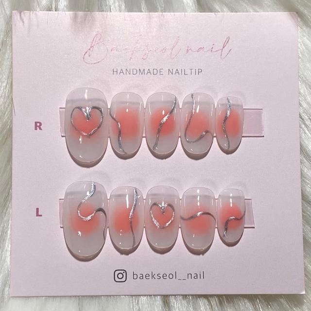 치크 실버라인 수제네일팁