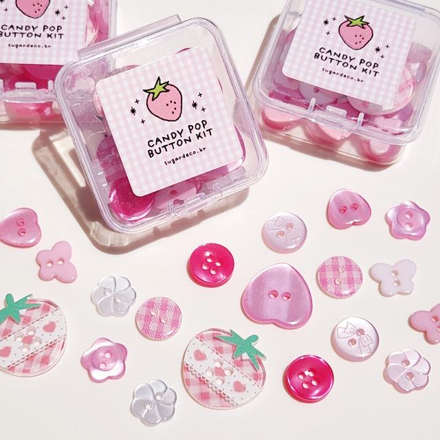 스트로베리 캔디팝 단추 diy