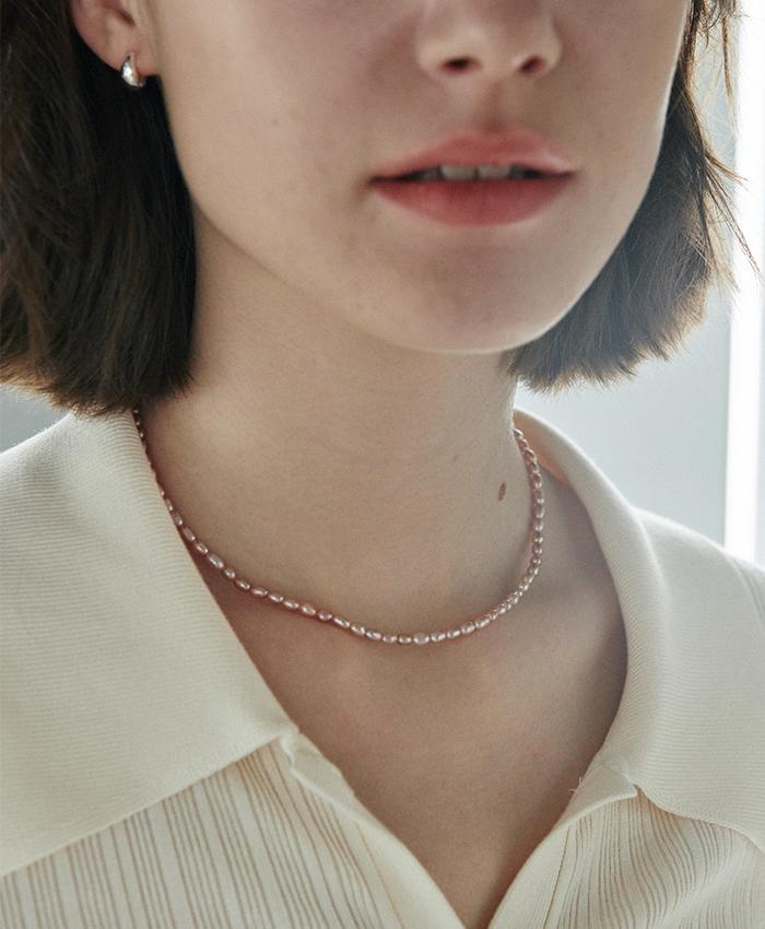 [925 silver] Un.silver.168 / fresh-water pearl necklace ver.03 (pink ver.)