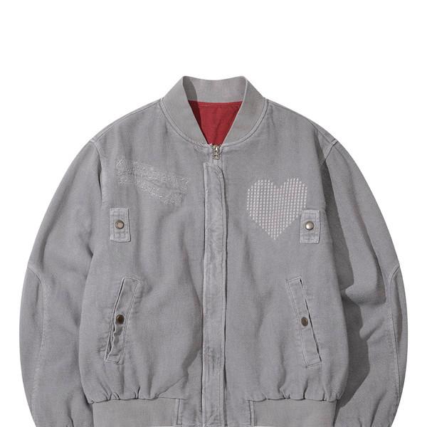 HEART EMBROIDERY WASHED JACKET (LIGHT PURPLE)