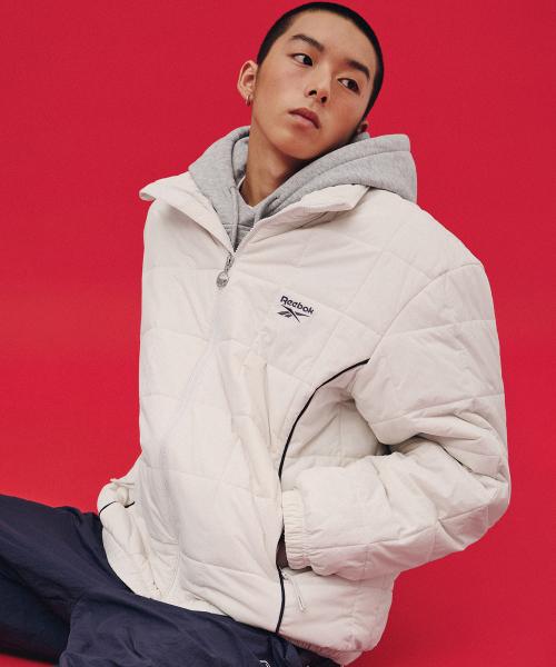 스퀘어 퀼팅 패딩 자켓 - 아이보리