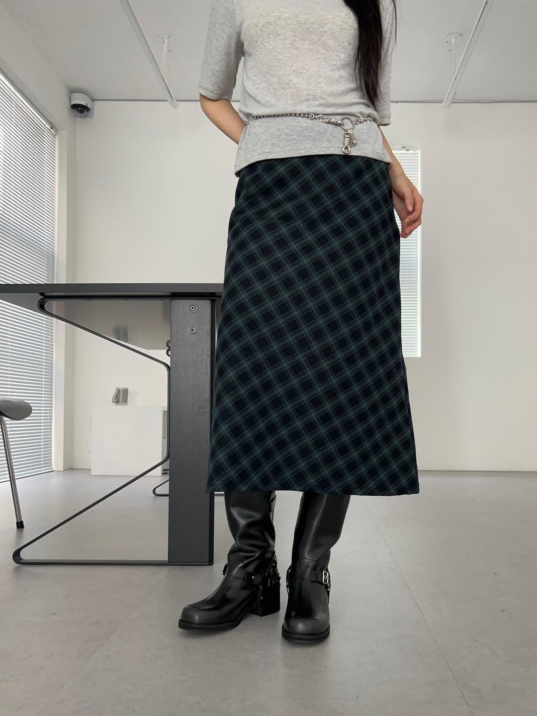옵텐소 check midi skirt (3color)