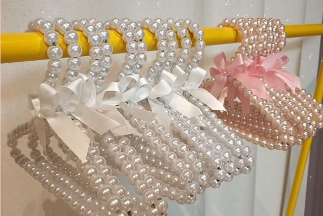 강아지 고양이 애견 패션 진주 옷걸이 화이트