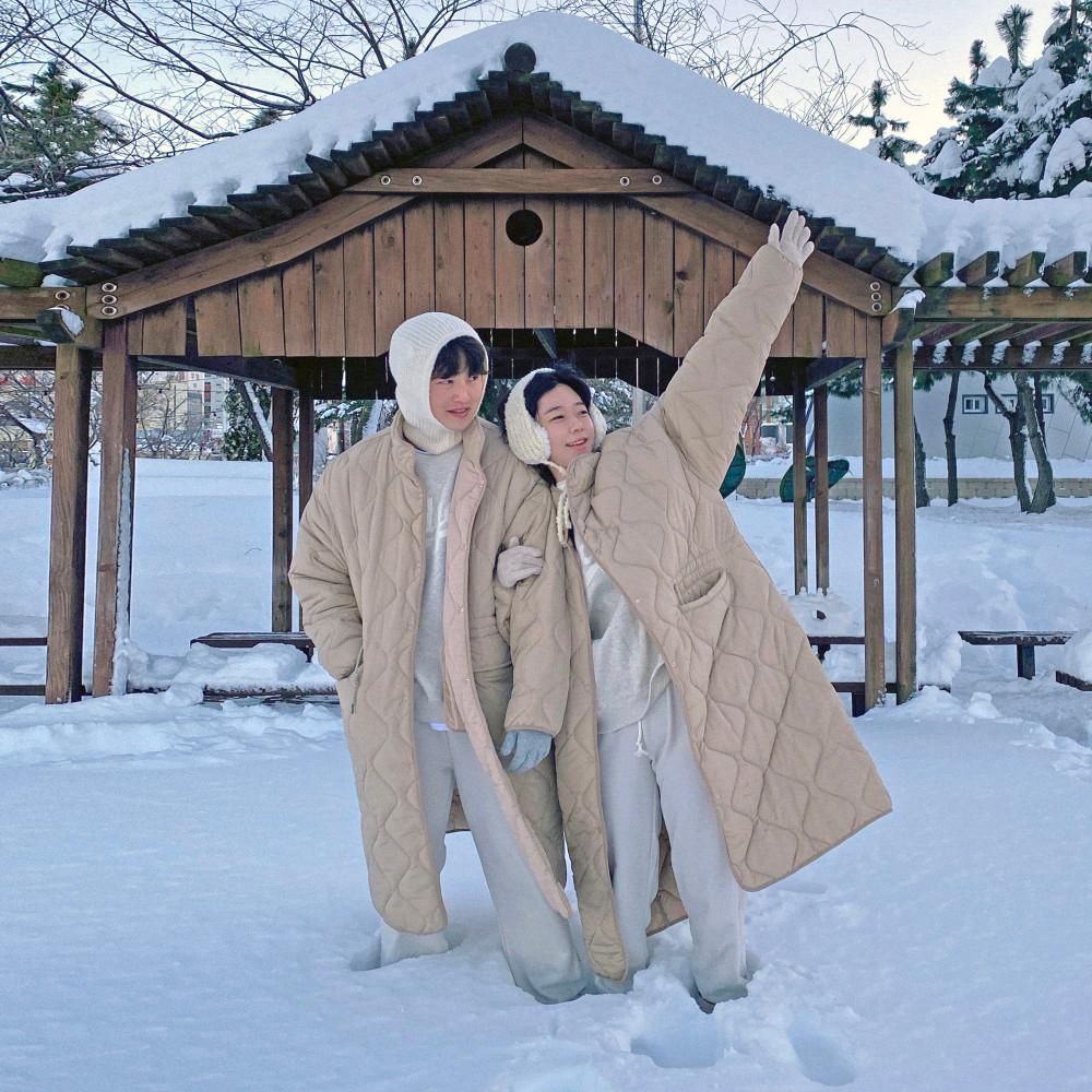 깔깔이 패딩코트 3color (beige) 커플패딩 커플시밀러룩 : 피윌