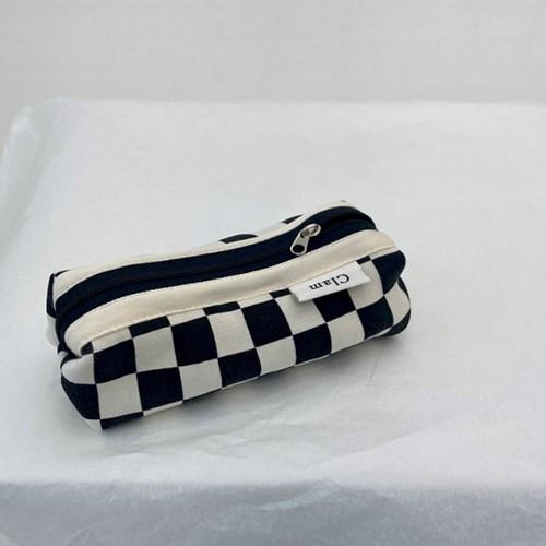 클램 라운드 펜슬케이스/필통 _ 체커보드(Checker board)