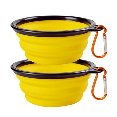 제제펫 애견휴대용 식기고리세트, 옐로, 2개 - 플라스틱 식기 | 쿠팡