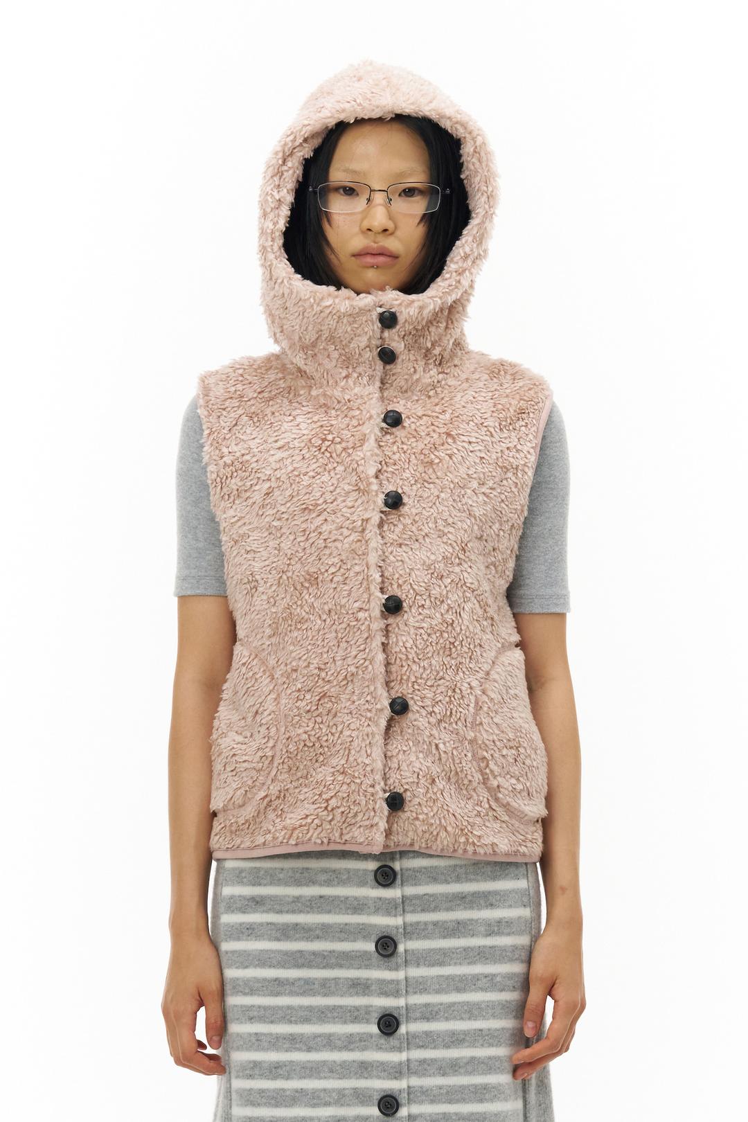 Fluffy Hooded Vest_Pink(10/13)
