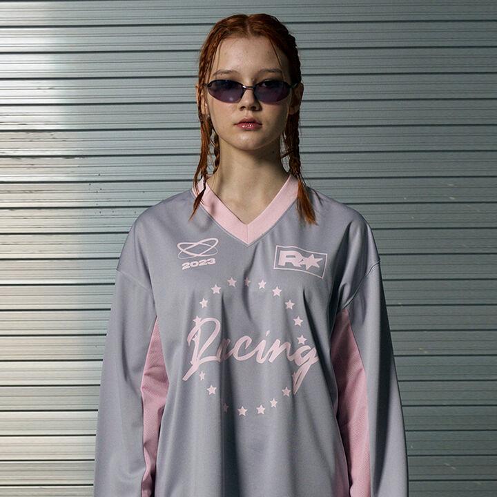 MOTOR CYCLE JERSEY PULLOVER TOP [GREY]