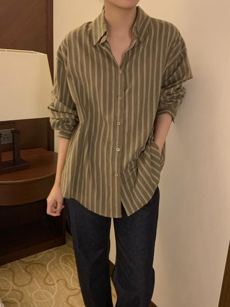 루즈핏 스트라이프 셔츠 (3color)