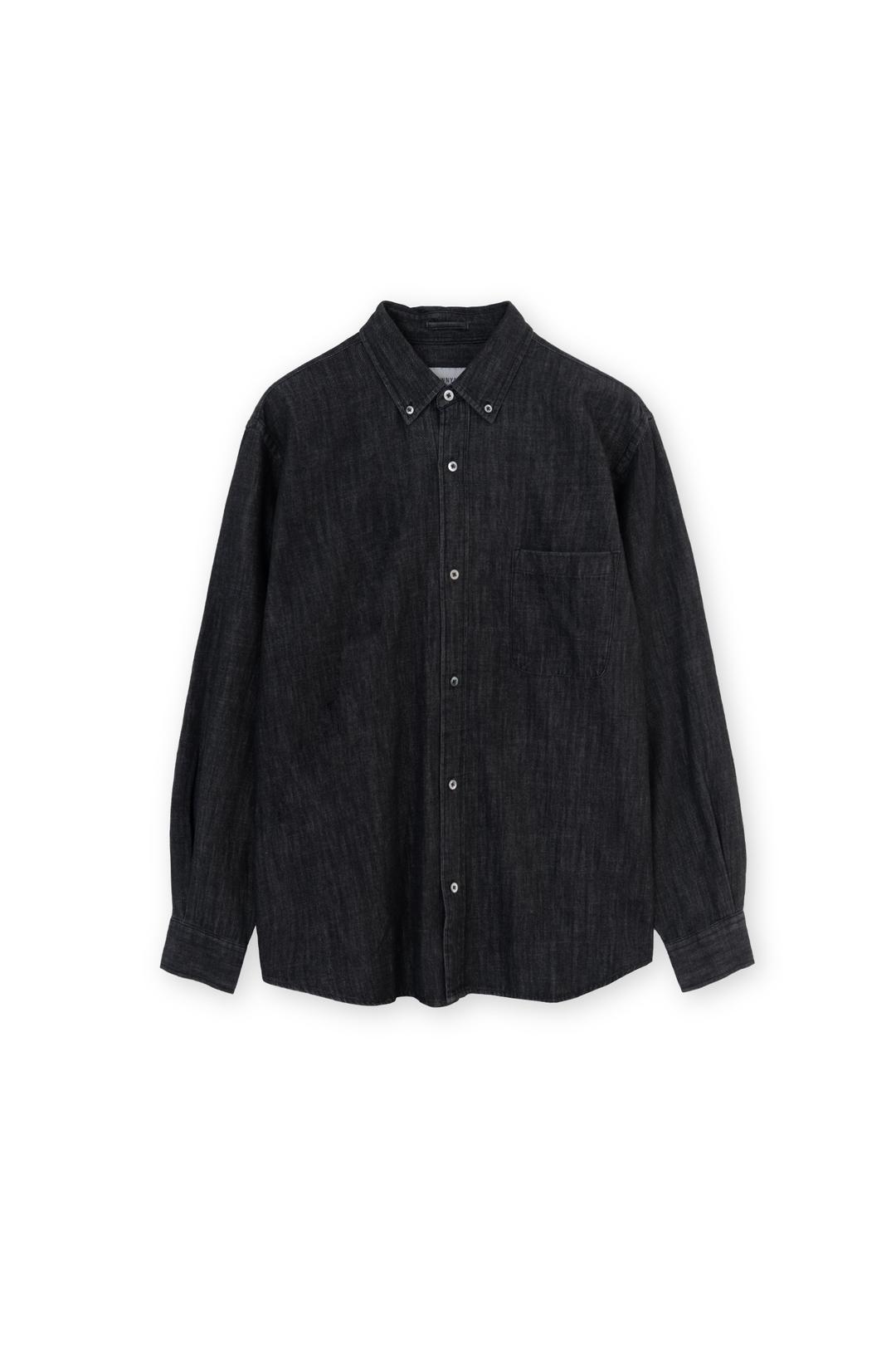 Button Down Denim Shirt, Black