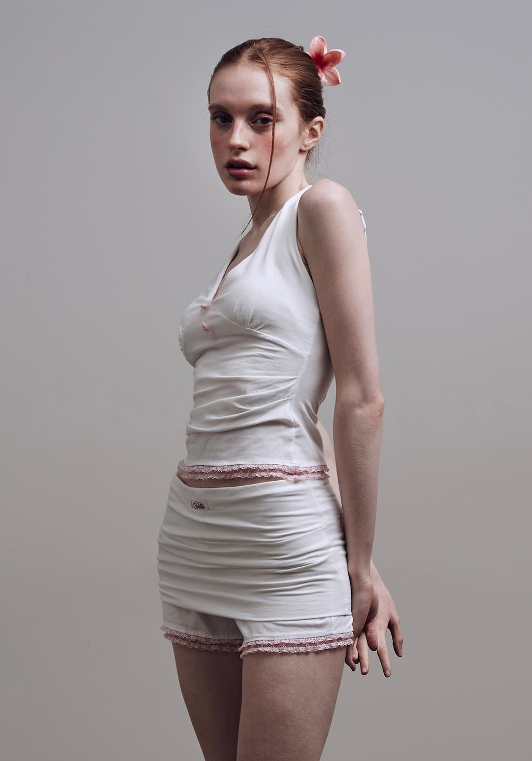 Rose Lace Halter Top [Ivory]