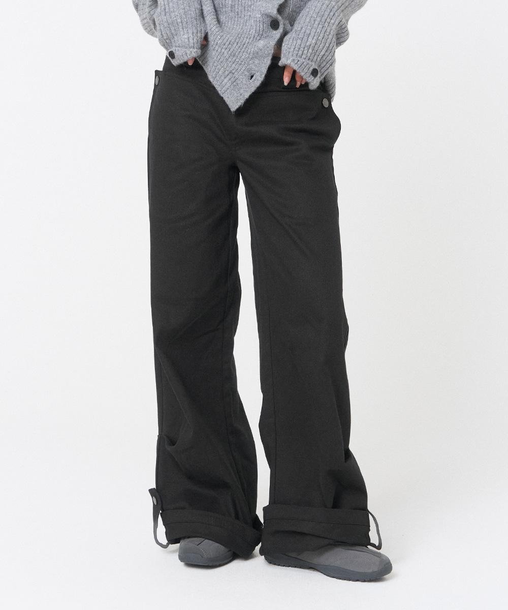 Flap layered wide pants BLACK