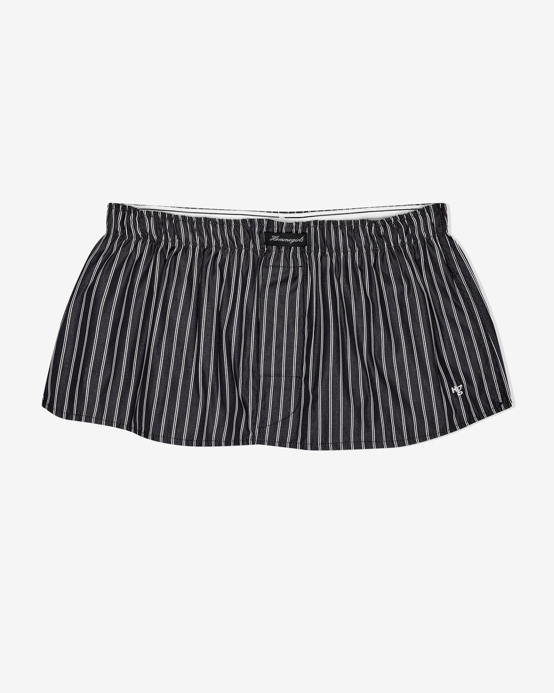 Mini Boxer Skirt / Bandeau Top in Black Stripe - S / Black Stripe