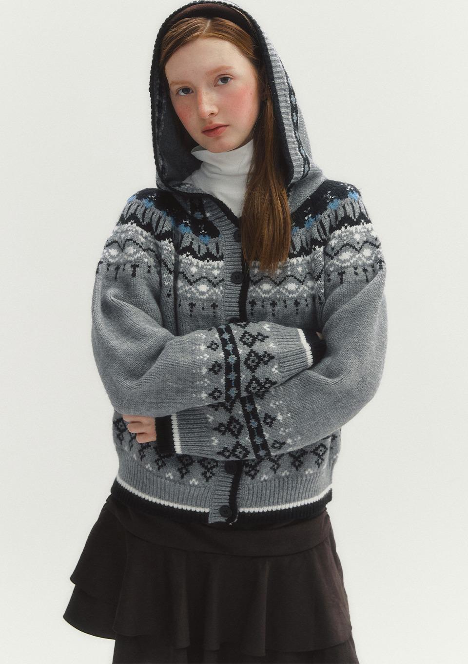 인디하트 노르딕 후드가디건(MAFDKC20MGY)