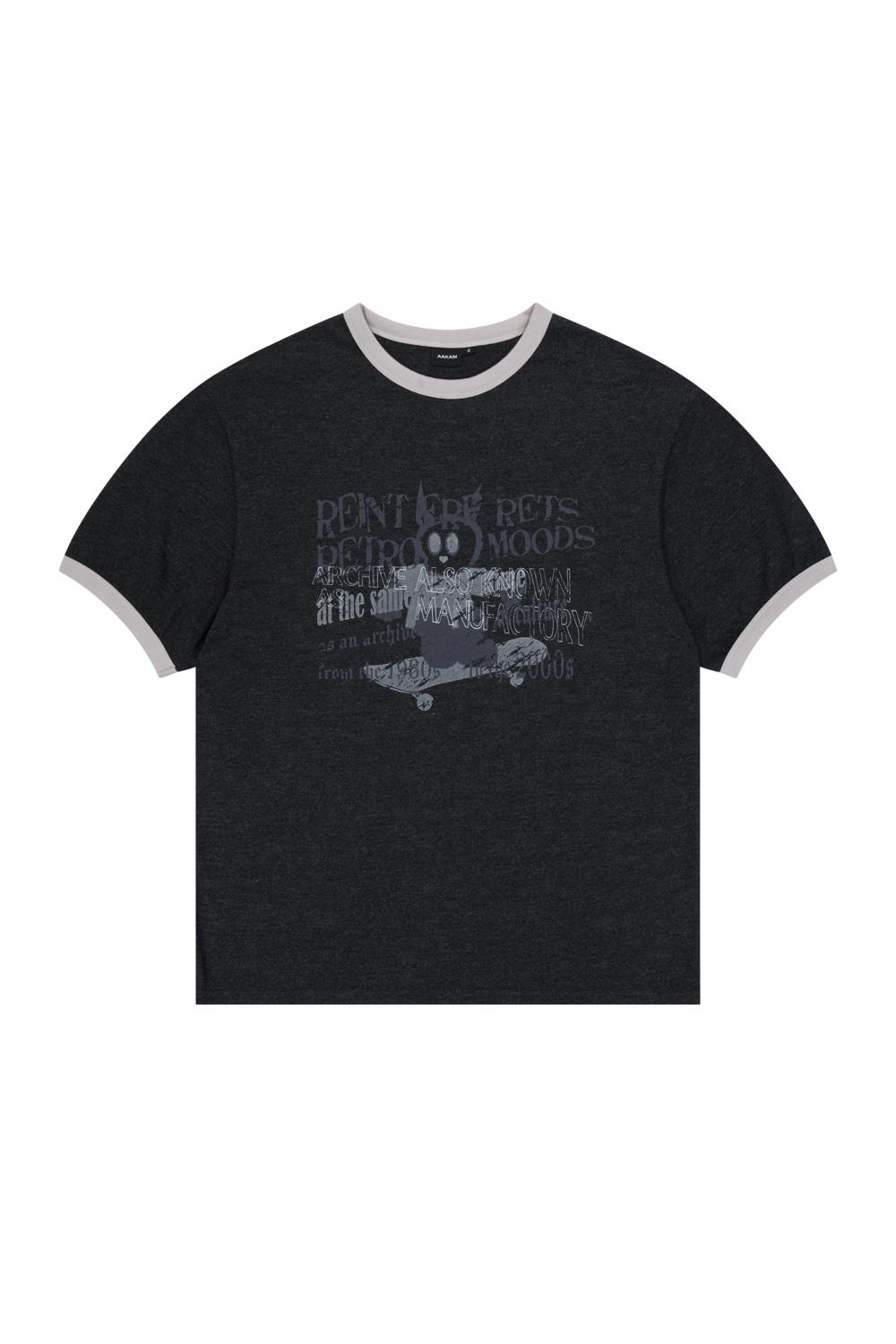 [4.29 예약배송] Cracked Letter Ringer Top (Dark Gray)