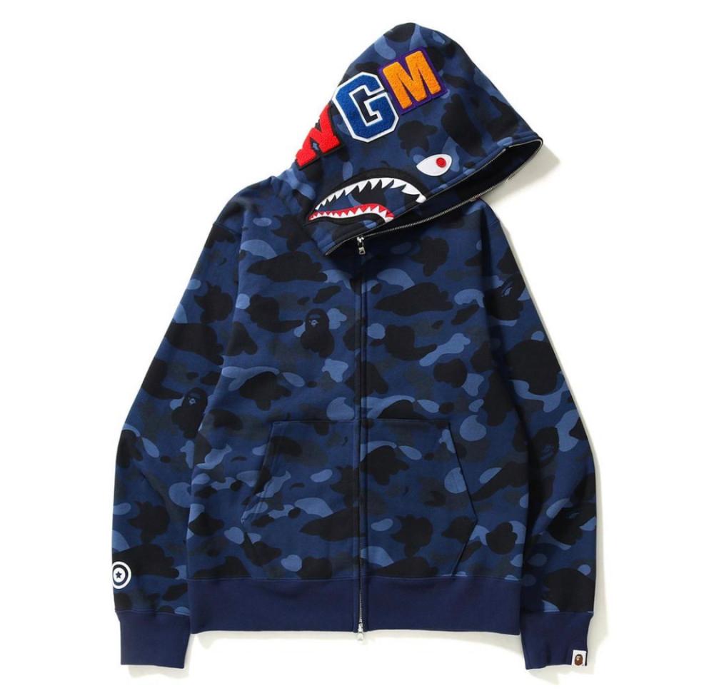 (베이프정품) 컬러 카모 샤크 후드집업 COLOR CAMO SHARK HOODIE