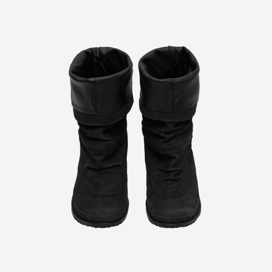 (05.01 PM5:00) women folding boots - nubuck black