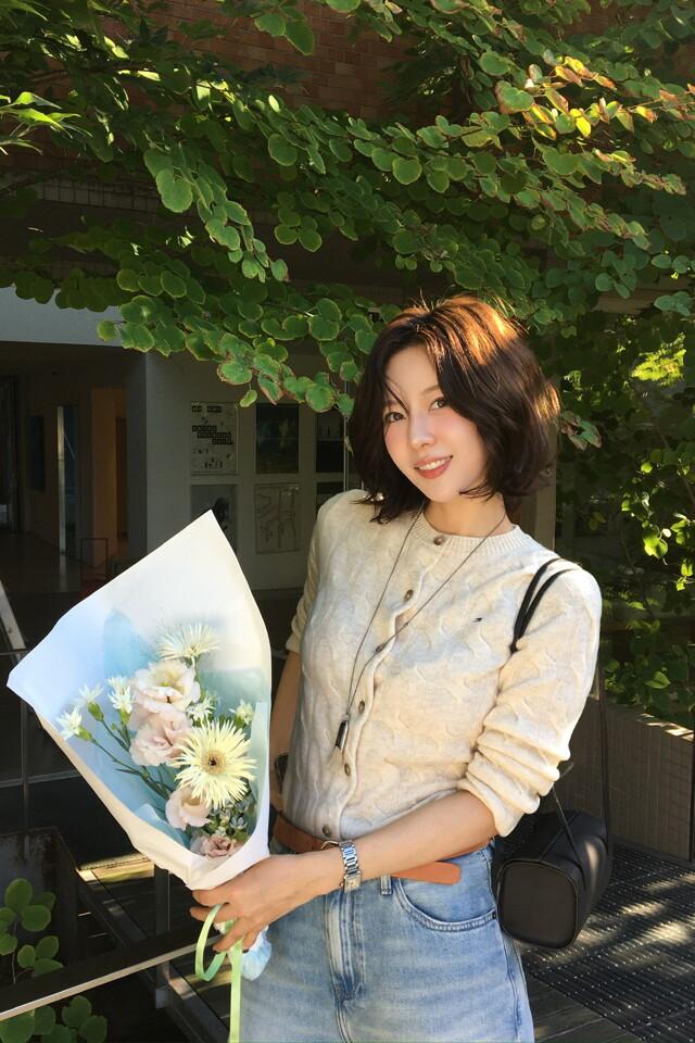 소프트 울 케이블 크루넥 가디건