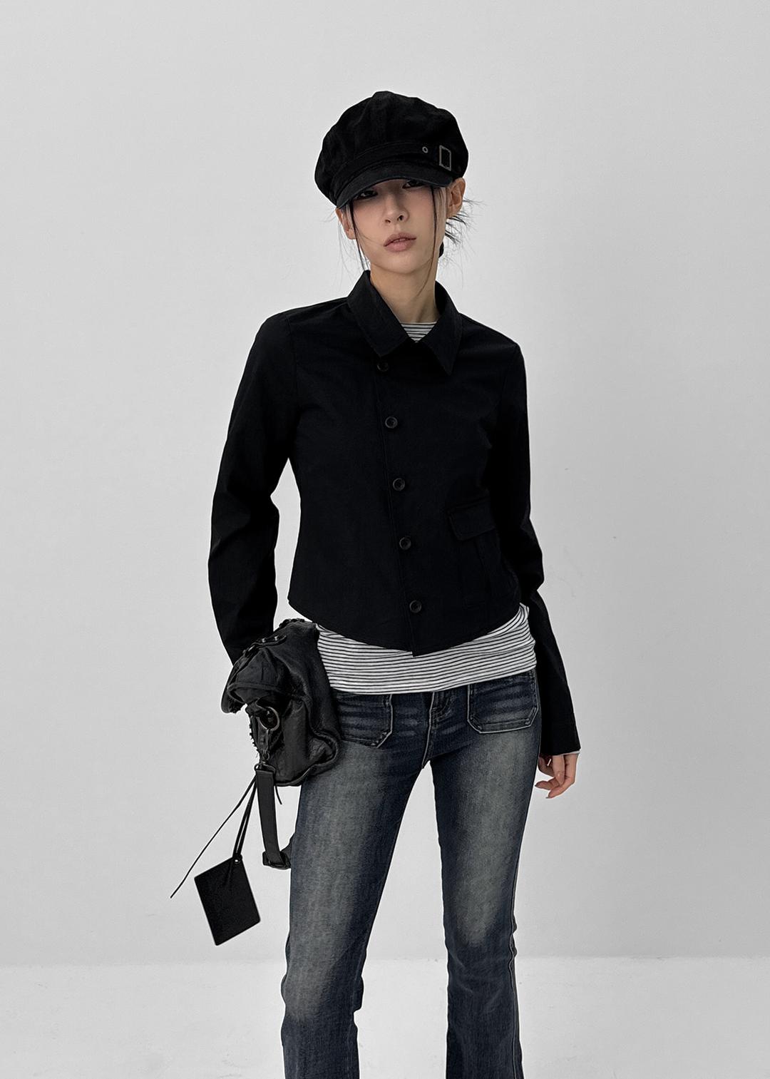 세르니 코튼 세미크롭 셔츠자켓