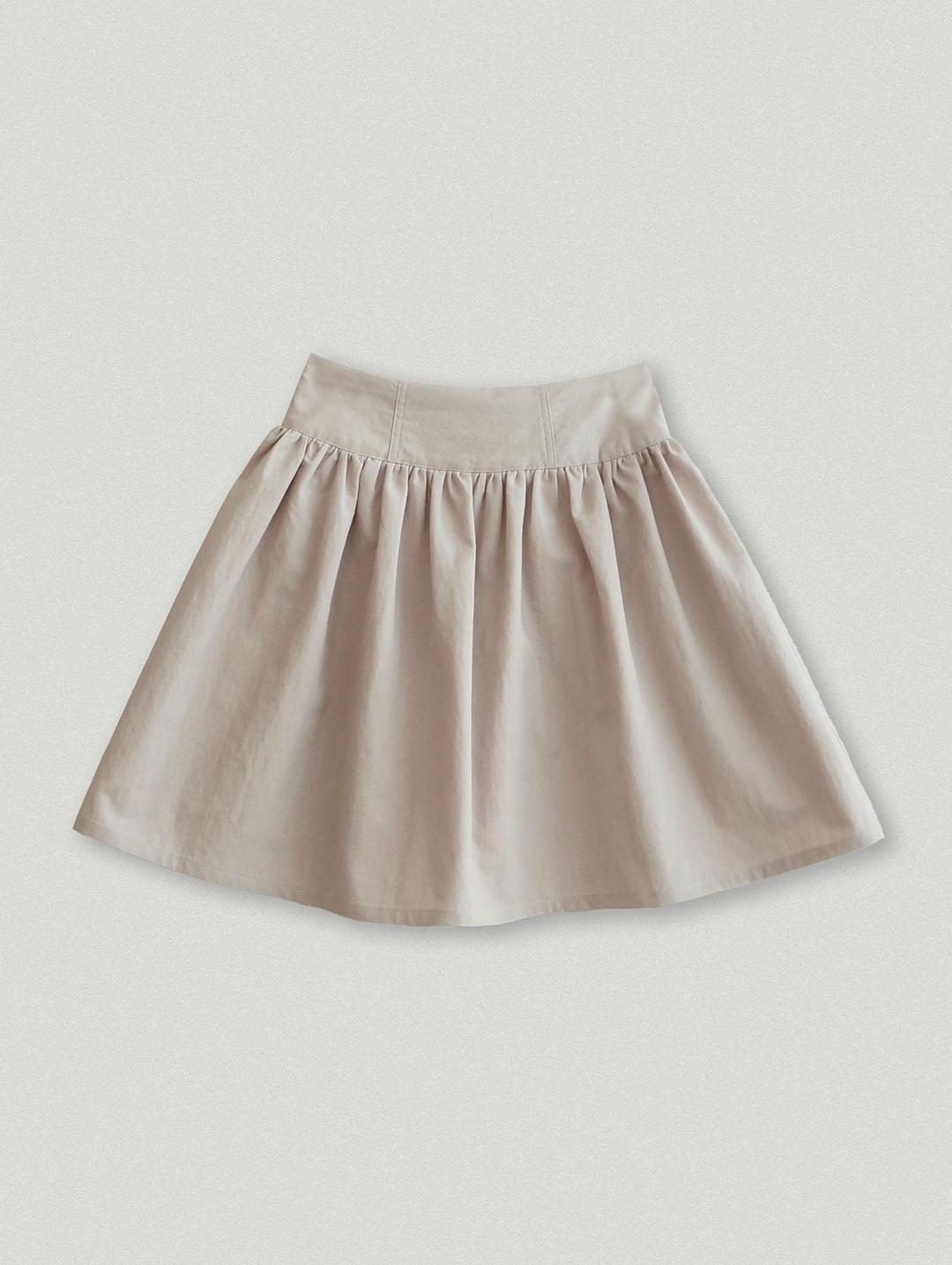 shirring flared mini skirt_rose pink