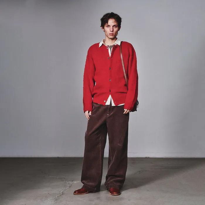 Mohair Round Neck Cardigan_Red