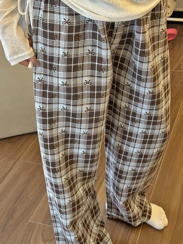 [바지단품] 브라운리본 긴바지 파자마 홈웨어 잠옷