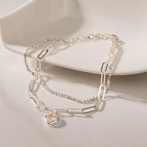 Silver925 멜르 오로라 하트 레이어드 팔찌