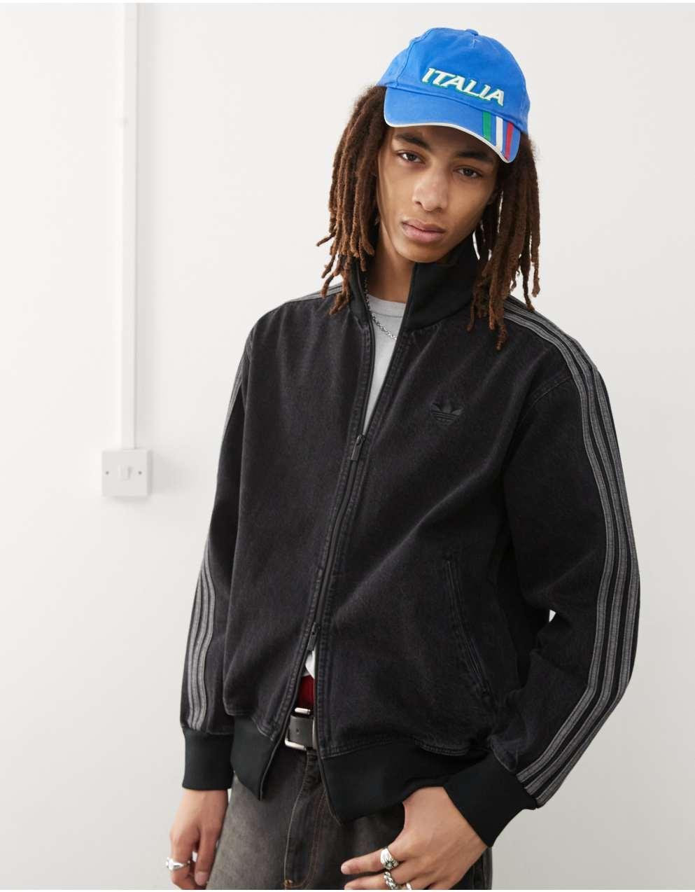 아디다스 오리지널 파이어버드 데님 트랙 탑 블랙