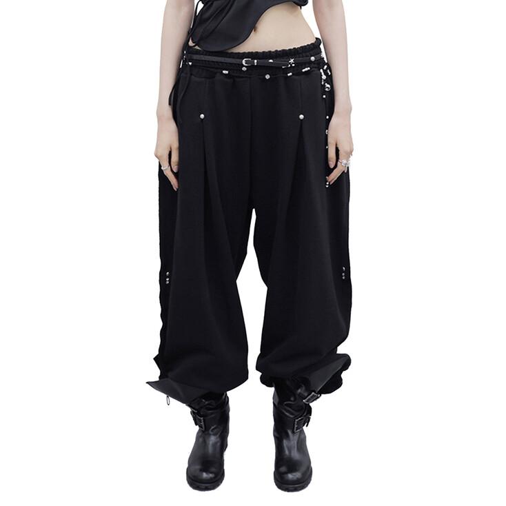 핀턱 와이드 팬츠_블랙