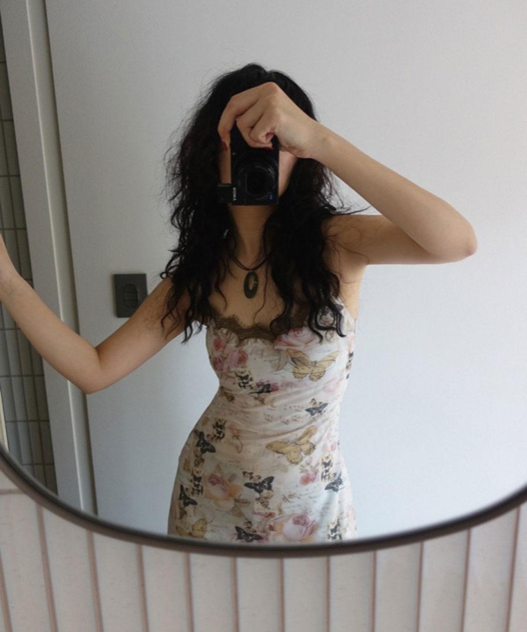 ♥︎ONLY VIVIC♥︎ENTAL BUTTERFLY&ROSE PATTERN LONG DRESS