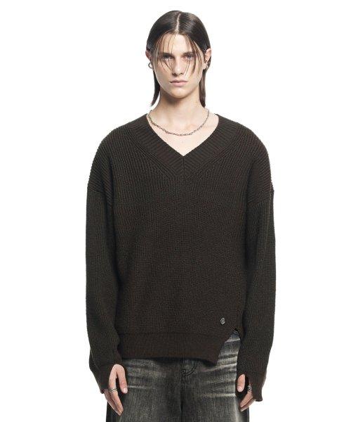 MINT CHOC V NECK KNIT