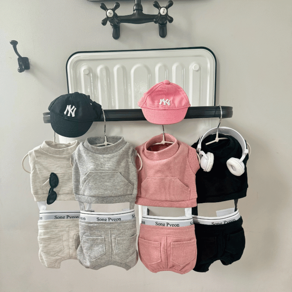 로우 라이즈 츄리닝 세트 (티+바지+연결가이드 set)