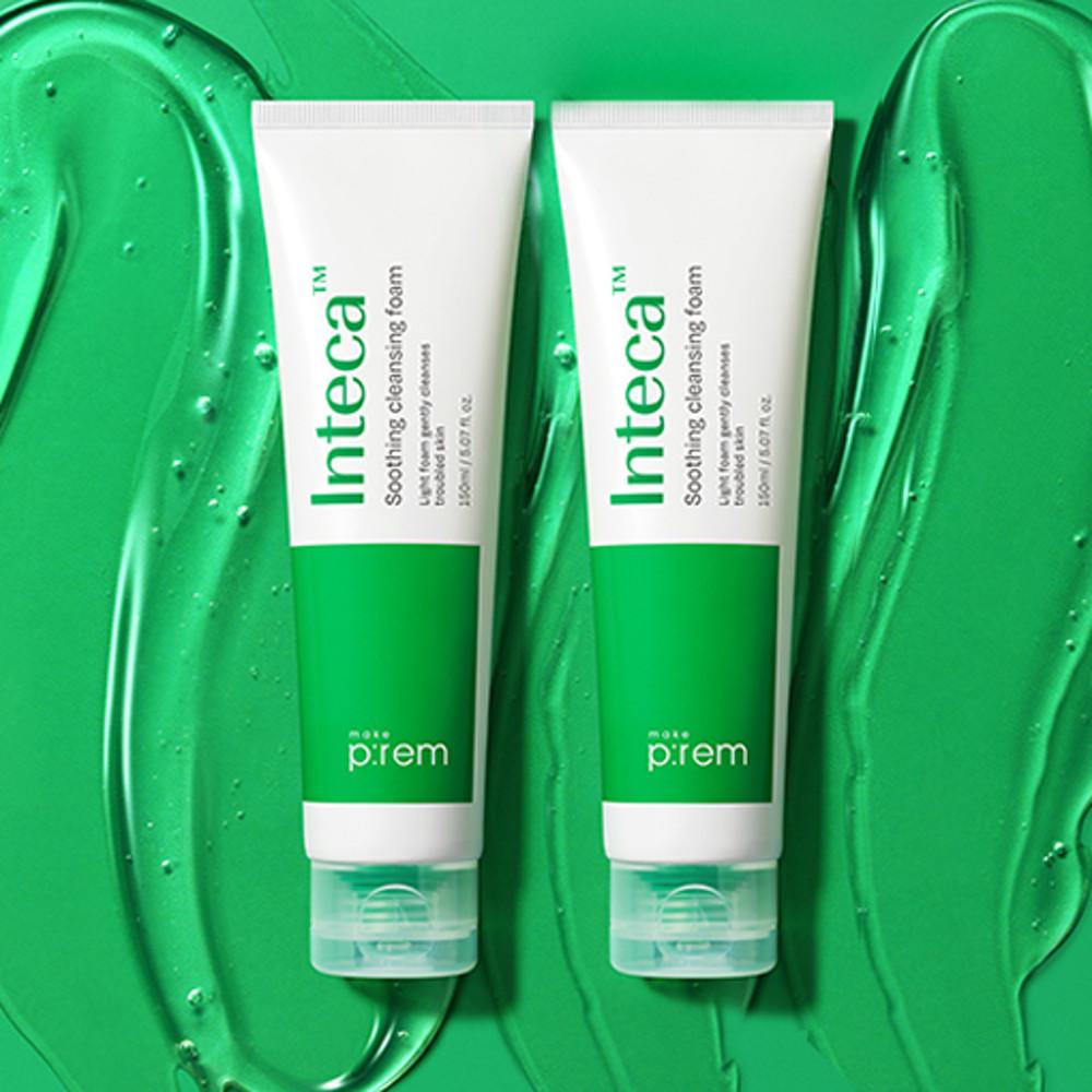 [2개묶음/증정] 메이크프렘 인테카 약산성 수딩 젤 클렌징폼 150ml+150ml
