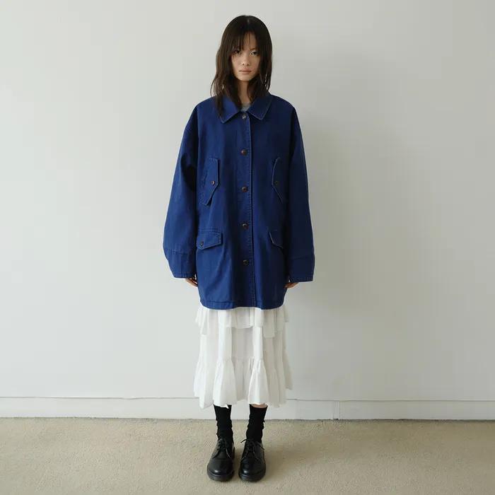 COTTON WASHING HALF WORK JACKET, BLUE